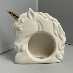 Vintage‎ 80s Unicorn Picture Frame by OCI Omnibus White & Gold Made of Ceramic